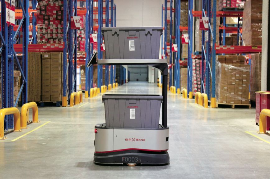 京东飞马仓储智能运输机器人.